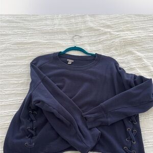 Aerie Deep Blue Lace-Up Sweatshirt